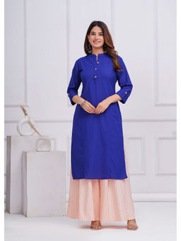 Meeranshi - Blue Solid Straight Kurta
