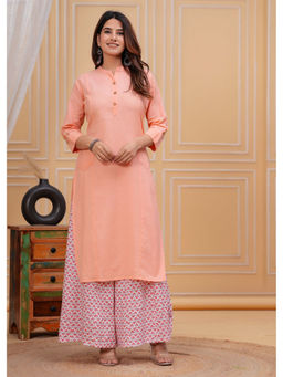 Meeranshi - Peach Solid Straight Kurta