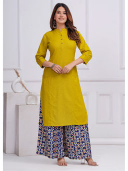 Meeranshi - Mustard Solid Straight Kurta
