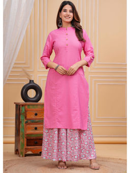 Meeranshi - Baby Pink Solid Straight Kurta