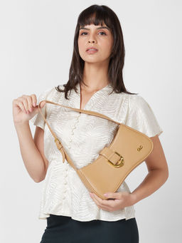 Globus - Women Khaki Solid Vegan Leather Handheld Bag