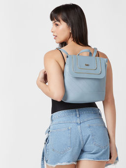 Globus - Women Blue Solid Vegan Leather Backpack