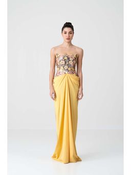 SOTBELLA - Flower Sequin Corset Drape Dress