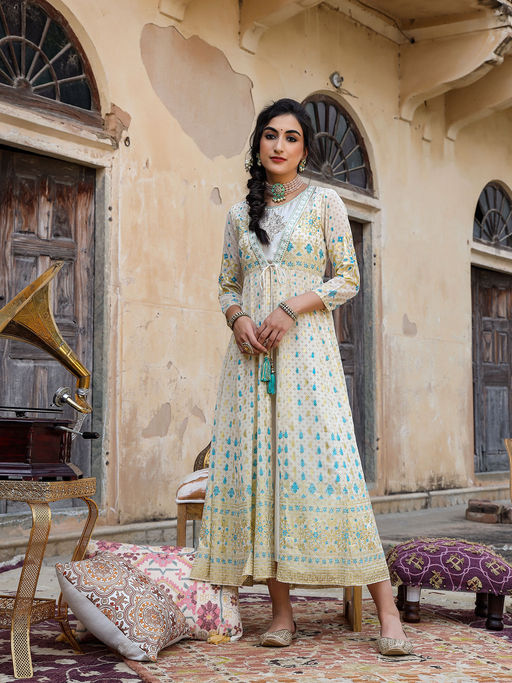 green emerald velvet dress Vinay Indian Dress Silk Georgette main image 1