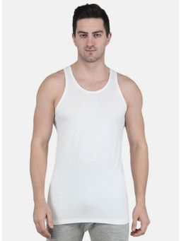 Monte Carlo - White Mens Regular Fit Sleeveless Round Neck Thermal Vest