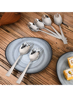 FNS - Milan Stainless Steel Spork Set of 6 Spoon Cum Fork