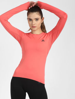 adidas - FAST LONGSLEEVE Red Running T-Shirt