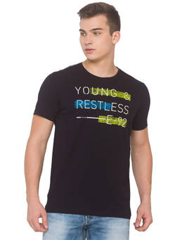 Spykar - Men Navy Blue Slim Fit T-shirt