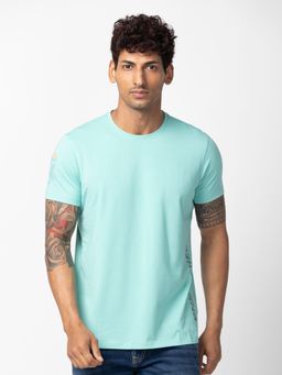 Spykar - Green Round Neck Half Sleeves Blended T-Shirt For Men
