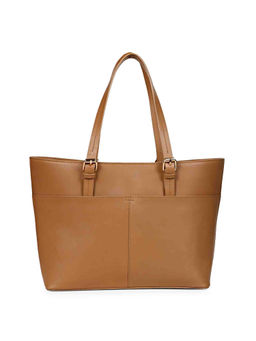 Saint G - Tan Leather Structured Shoulder Bag