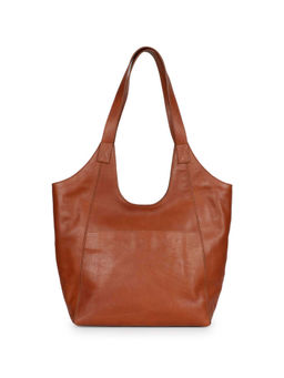 Saint G - Brown Leather Oversized Structured Hobo Bag
