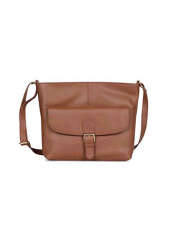 Saint G - Light Brown Leather Structured Sling Bag