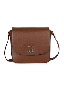 Saint G - Brown Leather Solid Sling Bag