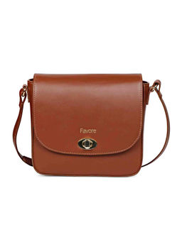 Saint G - Tan Leather Solid Sling Bag