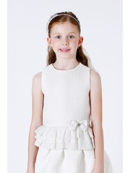 One Friday - Off White Jacquard Dotted Top