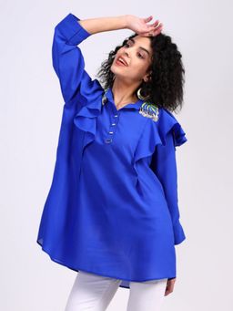 GAGAN VOHRA - Blue Collar Neck Solid Top
