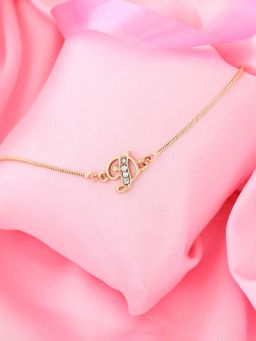Estele - Gold Plated Artistic D Initials Bracelet with Crystals for Men and Women