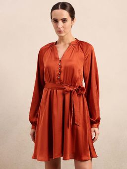 VERO MODA - Long Sleeves Belted Mini Dress with Belt