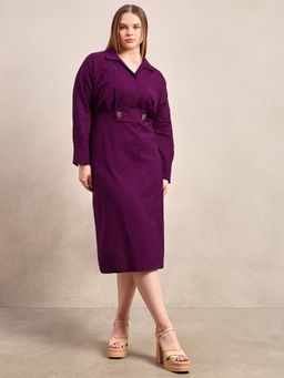 VERO MODA - Curve Collared Midi Dress with Belt