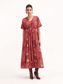 RAREISM - Floral Print Flared Maxi Dress