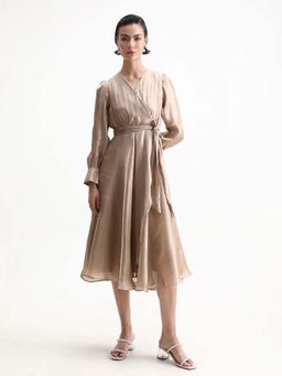 RAREISM - Fit and Flared Midi Wrap Dress with Belt
