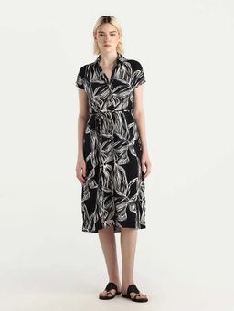 RAREISM - Printed Midi Shirt Dress with Belt