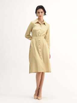 RAREISM - Printed Midi Shirt Dress with Belt