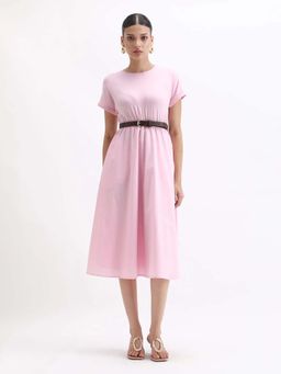 RAREISM - Solid Midi Dress with Belt