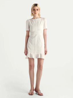 RAREISM - Solid Mini Dress with Lace Detail