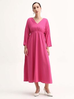 RAREISM - Solid Kimono Sleeve Midi Dress
