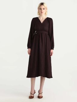 RAREISM - Solid Textured Midi Dress