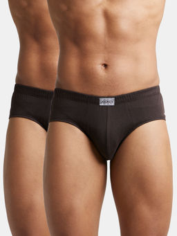 Jockey - 8035 Men Super Combed Cotton Solid Brief - Brown (Pack of 2)