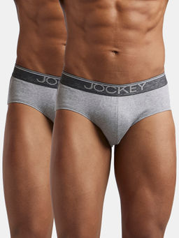Jockey - 8037 Men Super Combed Cotton Solid Brief - Grey Melange (Pack of 2)