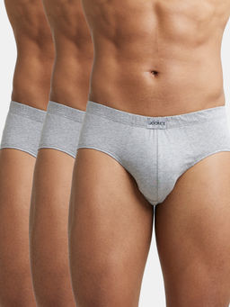 Jockey - 8035 Men Super Combed Cotton Solid Brief - Grey Melange (Pack of 3)