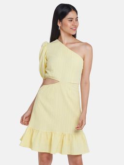 Zink London - Women Yellow Self Design Mini Dress