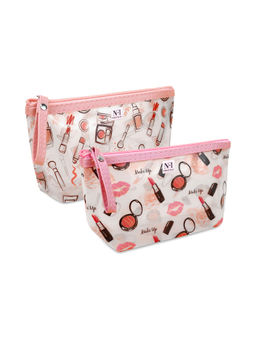 NFI Essentials - Pu Printed Makeup Pouch For Women Set Of 2