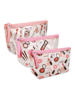 NFI Essentials - Pu Printed Makeup Pouch For Women Set Of 3