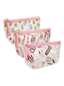 NFI Essentials - Pu Printed Makeup Pouch For Women Set Of 3