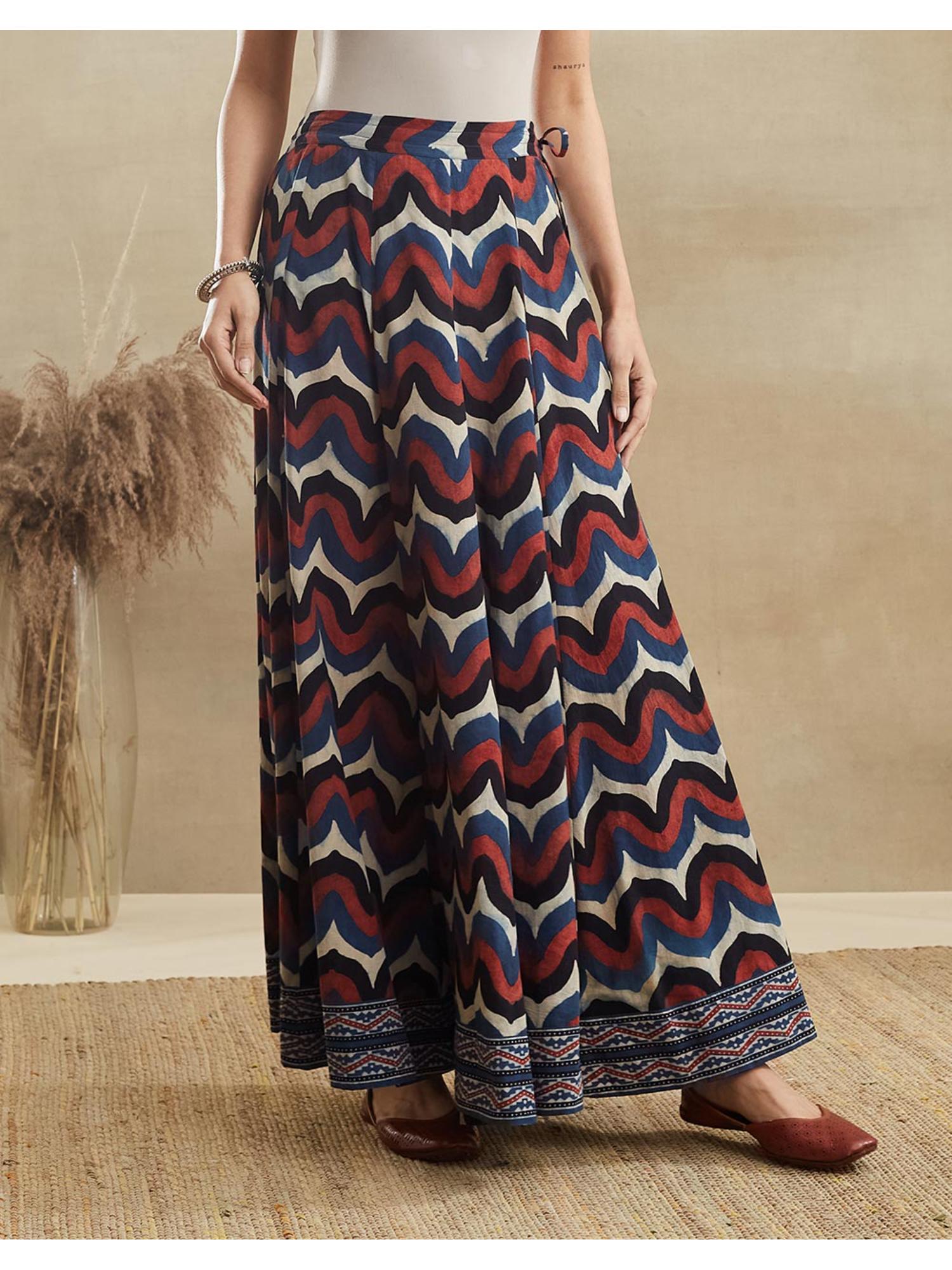 fabindia Women Multi-Color Printed Cotton Ghera Skirt-picture-16