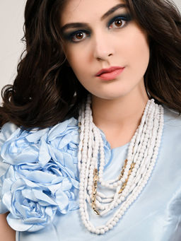 Odette - Multistring White Beaded Angelic Necklace