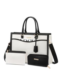 LA ELLORE - Broke White Tote Bag with Pouch and Wallet