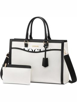 LA ELLORE - Broke White Tote Bag with Clutch
