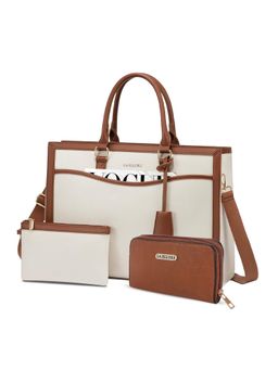 LA ELLORE - Broke White Tote Bag with Pouch and Wallet