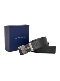 Tommy Hilfiger - Black and Brown Burnham Men Reversible Leather Belt - 80cm