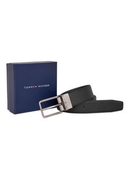 Tommy Hilfiger - Black and Navy Glenwood Men Reversible Leather Belt - 80cm