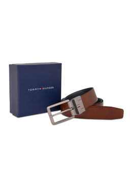 Tommy Hilfiger - Tan and Navy Blue Pegville Men Reversible Leather Belt - 80cm