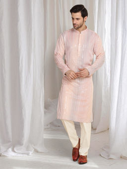 Aham-Vayam - Ambar Ombre Embroidered Kurta With Dupatta