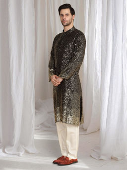 Aham-Vayam - Sequin Ombre Embroidered Kurta With Dupatta