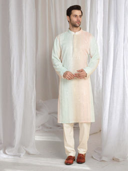 Aham-Vayam - Ambar Ombre Embroidered Kurta With Dupatta