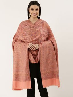 Pashmoda - Women Pink Woven Design Jamawar Shawl